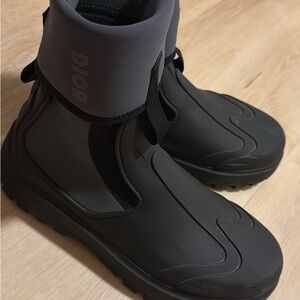 Dior Men's Gray and Black Rain Boots
